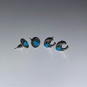 Turquoise and Silver Western Earrings
